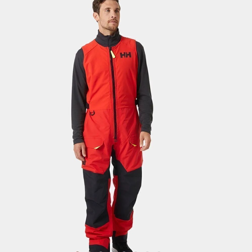 Helly Hanson Men's Ægir Race Salopette 2.0 in alert red NWT S